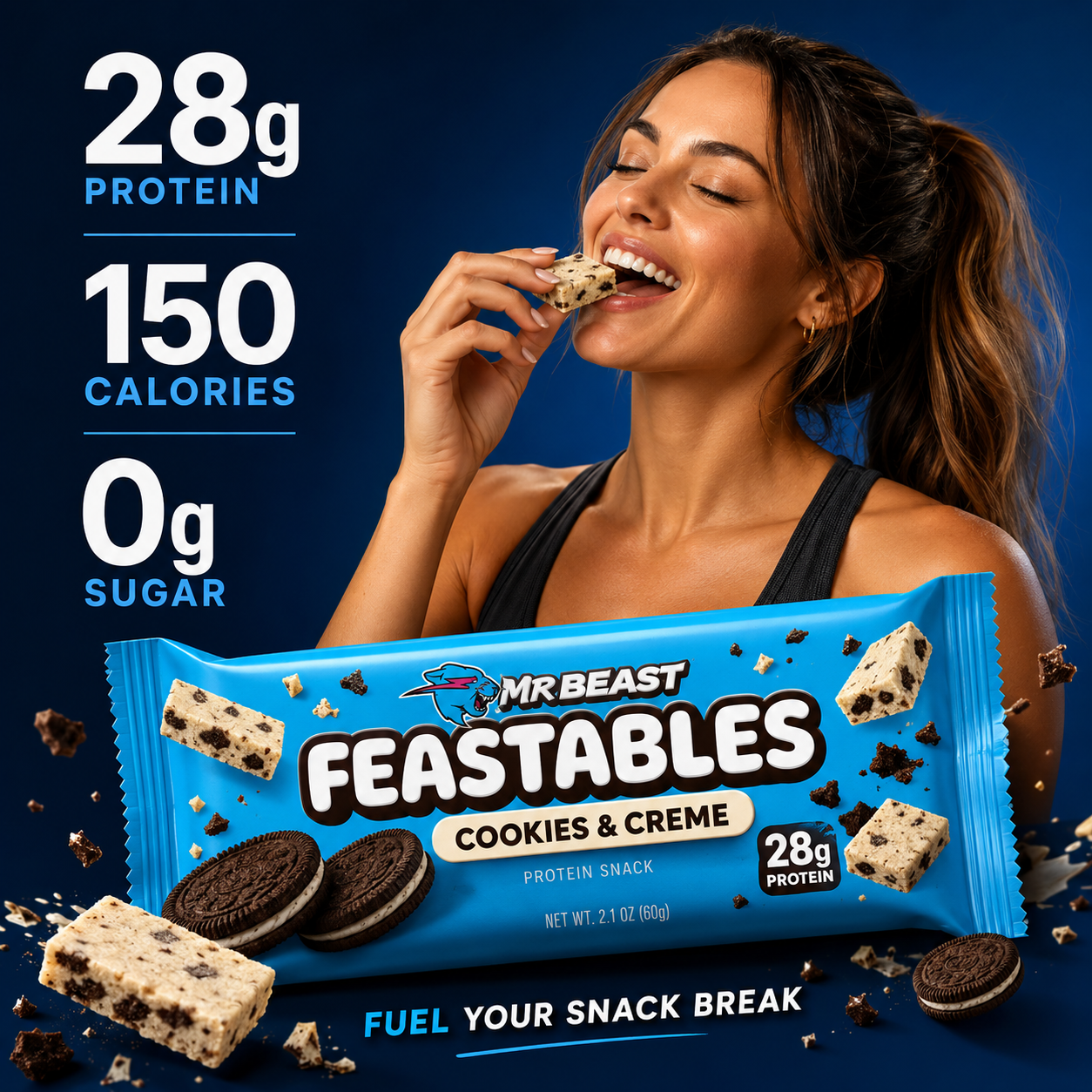 Feastables protein snack static ad